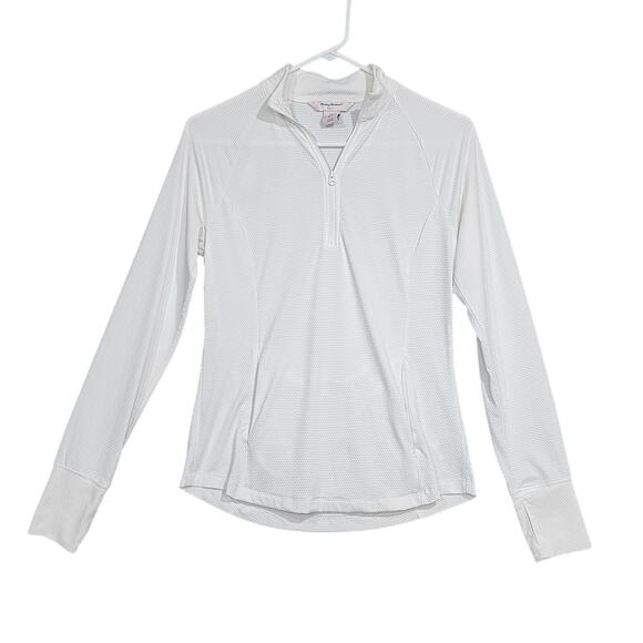 Tommy Bahama Golf Shirt Top 1/4 Zip Long Sleeve Ivory Size Small - Picture 1 of 6